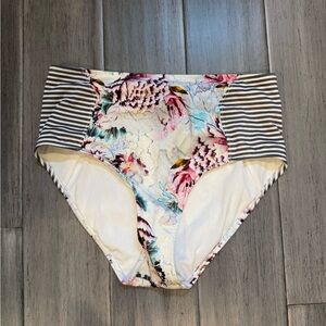 Athleta Floral and Striped High-Waisted Bikini Bottom